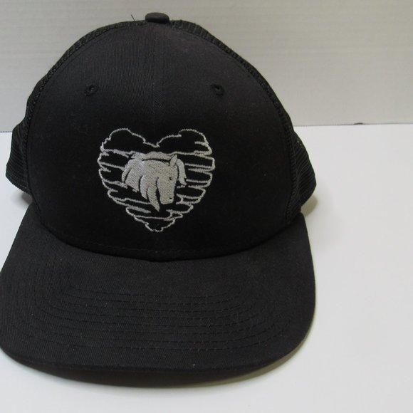 New Era 9/50 Mesh Trucker Adult Black Cap Hat Embroidered Heart Horse Snapback